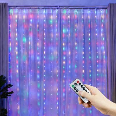 遥控露营装饰串灯，USB供电，8种灯光模式，营造浪漫氛围，适用于婚礼派对、节日照明、庭院装饰、情人节、窗帘灯、仙女灯、晚宴、卧室窗帘灯、生日派对装饰、节日花环装饰、圣诞节和万圣节、花园装饰。