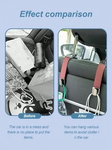 Foldable Metal Seat Back Hook With Leather Strap - High Load Bearing, Scratch-Resistant Design, Suitable For Backpacks, Water Bottles And Handbags, Ideal Rear Seat Storage Option - Storage Hooks - View 7