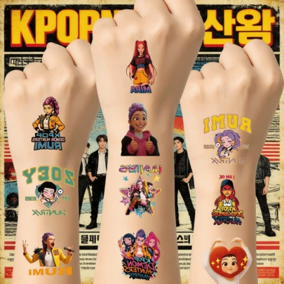20张/1包 卡通恶魔猎杀女巫团体贴纸 K-Pop 高端彩色卡通动漫涂鸦创意贴纸（随机风格）