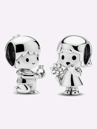 1Pc Fashionable 925 Sterling Silver Proposal Boy Pendant For Women Bracelets Bangles DIY Jewelry Making And Daily Outfit Matching Jewelry Decoration For Girls