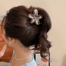 1pc Glossy Acrylic Flower Hair Claw Clip - Silver - View 7