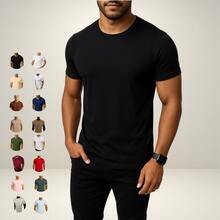 Premium Basic T-Shirts Made Of Peruvian Fabric With Smooth Elastane, Slim Fit And Traditional Design. - màu đen - Xem 9