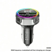 REMAX CC02 48W Car Charger With Colorful Lighting, FM Calling, Type-C & USB Output, Hands-Free Bluetooth - one-size - View 6