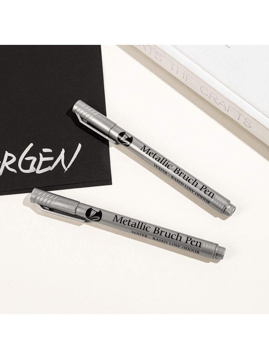 15pcs Gold + Silver Metallic Paint Pens, Suitable For Any Material, DIY Hand Painting, Black Card Painting, Graffiti, Craft, Journal Writing - Metallic Acrylic Pens - View 1