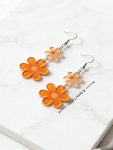 1 Đôi bông tai dáng dài 2D hình hoa, thanh lịch và thời trang, thích hợp làm quà tặng Ngày Valentine, Ngày của Mẹ, đeo hàng ngày và đi nghỉ mát. - Nhiều màu - Xem 3