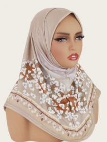 1pc Women's Printed Crystal Linen Fabric Elastic Super Soft Muslim Headscarf, Convenient Headwear,Beach,Holiday - Crystal Linen Headscarf In Multiple Colors - View 5