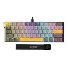 AJAZZ NK61 有线机械键盘，全彩 RGB 背光，侧边氛围灯，61 键布局，扁平线缆，支持热插拔轴体，红轴，微调卫星轴。游戏键盘，便携式键盘 - 查看 13