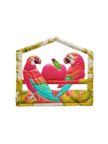 1 pieza Decoración de pared de loro de metal vibrante, adecuado para jardín, sala de estar, dormitorio, cocina, comedor, porche, patio, bar, pared exterior, puerta principal, colgante de ventana, regalo del Día de la Madre - A - Ver 10