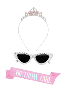 3pcs Birthday Girl Accessories Set, Including Pink Glitter Birthday Queen Belt, Headband, Suitable For Women, Princess Party Decorations Birthday Gift - Crown Headband Set - View 9