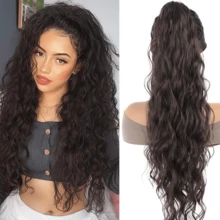 Long Wavy Synthetic Ponytail Hair Extensions, Clip-In Ponytail Hair Piece For Women - Multicolor - View 15