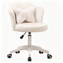 DYHOME Velvet Washbasin Stool, Home Office Chair, Ergonomic Swivel Chair, Height Adjustable - White - View 8