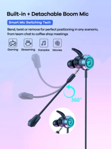 Remax RM-709A Gaming Wired Earphones With Detachable Mic - View 10