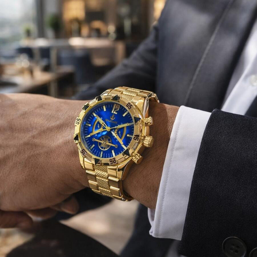 Pallyjane Men's Waterproof Watch, Modern And Elegant, Perfect For A Gift, M13 - M13 金藍 - 查看 1