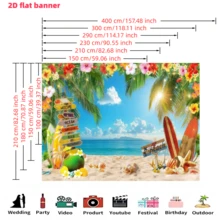 1PC,2D Flat,Hawaiian Beach Background Banner, Summer Hawaiian Tropical Palm Tree Photography Background, Polyester Material, Suitable For Indoor/Outdoor Hawaiian Parties, Birthdays, Weddings, Summer Decoration, Photo Booth Background, Holiday Party Supplies - A - View 4