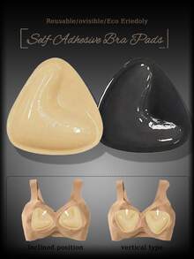 2片双面自粘V型胸垫，可重复使用，隐形加厚罩杯，适用于泳装 - 彩色 - 查看 2