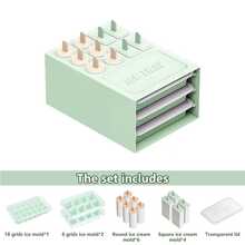 Bộ khay làm đá 1 ngăn: Khuôn đá 18 ngăn, dễ lấy đá ra, 6 ngăn có nắp đậy, khuôn làm kem bằng silicon mềm an toàn thực phẩm. - Nhiều màu - Xem 6