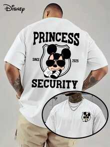 Disney Mickey Mouse Pattern, He's Wearing Sunglasses, Looking Both Cute And Handsome. The Shirt Also Features The Words "PRINSSSECURITY" Printed On It. It's A Men's Summer T-Shirt With A Distressed Finish, Made Of Pure Cotton, Comfortable And Breathable, With A Casual Outdoor Street Style And A Crew Neck. A High-Quality Brand, It's An Ideal Surprise Gift For Family And Friends. - 白色 - 查看 1