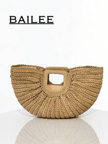 BAILEE 一款休閒時尚度假風編織扇形手提包，拉鍊開合，大容量，適合搭配穿搭，亦可作為禮物選擇 - 彩色 - 查看 19