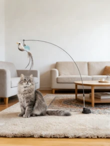 4pcs/Set Strong Suction Cup Base Cat Teaser Wand, Hands-Free Long Stick Cat Interactive Toy With Bell & Replaceable Feather Bird, Kitten Self-Play Hunting Training Pet Supplies - View 8