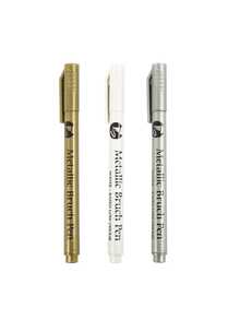 15pcs Gold + Silver Metallic Paint Pens, Suitable For Any Material, DIY Hand Painting, Black Card Painting, Graffiti, Craft, Journal Writing - Metallic Acrylic Pens - View 3