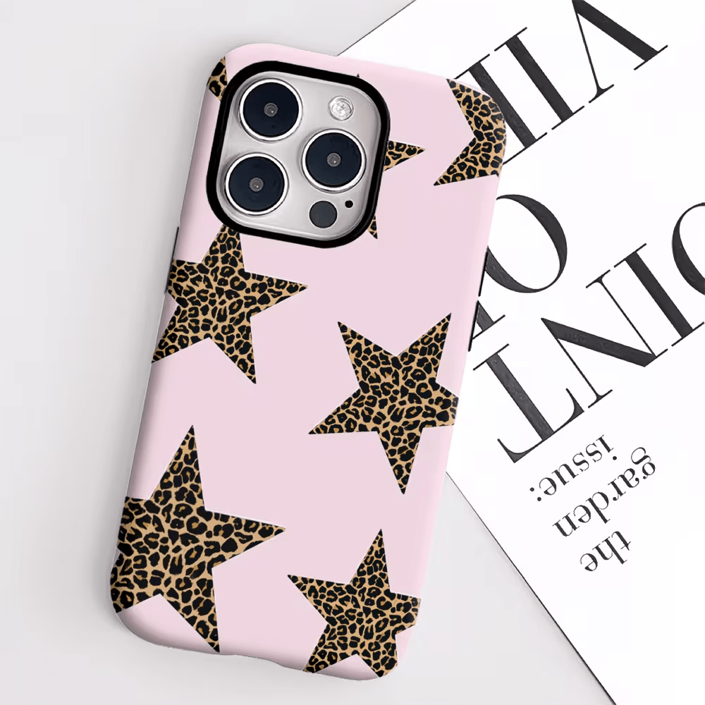 豹纹星空时尚设计手机壳，适用于 17/16PM/15PM/13/13MINI/12/11/XSMAX/7/SE2，亮面手机壳 - 黑色 - 查看 7