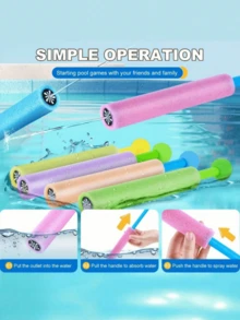 Bộ 8/6/3/1 món đồ chơi súng phun nước bọt Super Soaker tay cầm nhựa, thích hợp cho hồ bơi ngoài trời mùa hè, sân sau, bãi biển, tiệc tùng kiểu Hawaii - Màu ngẫu nhiên 1/6/8 - Nhiều màu - Xem 5