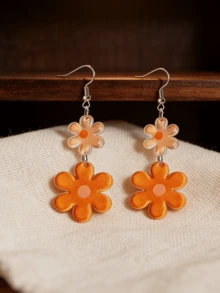 1 Đôi bông tai dáng dài 2D hình hoa, thanh lịch và thời trang, thích hợp làm quà tặng Ngày Valentine, Ngày của Mẹ, đeo hàng ngày và đi nghỉ mát. - Nhiều màu - Xem 8