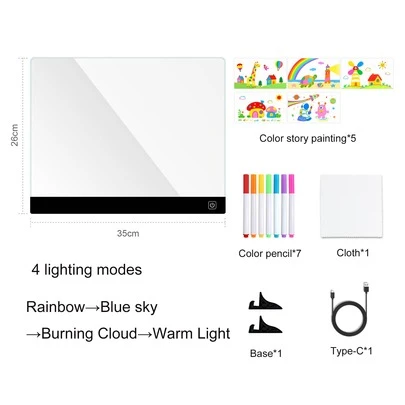 DIY Handgeschriebene Acryl LED Leuchtplatte, Nachricht Leuchtplatte, Mehrfarbige Acryl Leuchtplatte mit verstellbarer Halterung, Abnehmbare Magische Acryl Platte, geeignet für Cafés, Zuhause und Büros.