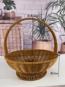 2pcs Handwoven Willow Picnic Basket With Handle, Lined Interior Suitable For Daily Storage, Multipurpose Basket Great For Kitchen, Outdoor Activities, Visits, Gifts And Decoration, Sturdy And Space-Saving - Basket - View 12
