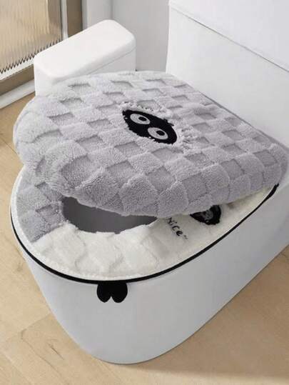 2pcs/Set Warm Toilet Seat Cover, Including Toilet Seat Ring And Toilet Seat Cover, Warm Soft Washable Fitting Cushion, Toilet Seat Cover, Household Necessity, Winter