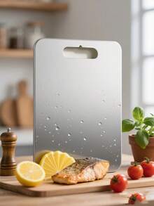 1 buah Talenan Stainless Steel Dua Sisi, Tebal dan Anti Selip, Talenan Dapur Tahan Lama Cocok untuk Daging, Sayuran, Buah-buahan, Roti, Mudah Dibersihkan dan Aman untuk Mesin Pencuci Piring, Anti Jamur dan Bau, Penting untuk Memasak Sehari-hari dan Persiapan Makanan - MultiWarna - View 5