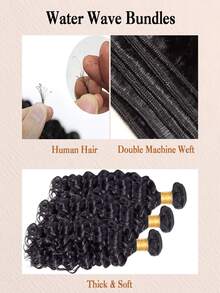 16-32英寸水波纹自然黑色原生人发束接发编织束高品质女士 - Natural Black - 查看 5