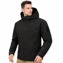 Chaqueta Táctica Impermeable para Hombre con Capucha, Softshell Térmica Cortaviento para Senderismo, Outdoor, Motociclistas y Uso Diario - A - Ver 8