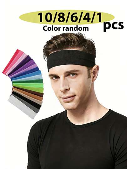 10/8/6/4 Random Colors Bohemian Style Moisture-Wicking Sports Yoga Headband, Elastic And Soft Material, Unisex Fitness Running Headband, Winter Hair Accessory, Women's Headband