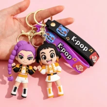 K-POP Demon Hunter Official Keychain Set, Cute Anime Character Bag Charms (Lumi, Zoe, Mila, Thige), With Silicone Wristband, Graduation Birthday Gift, Collector's Edition Character Keychains - View 2