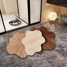 1pc Wood Grain Wavy Asymmetrical Pattern Silica Gel Bath Mat, Brown/Green Shower Door Mat, Fashionable Carpet, Silica Gel Doormat For Bathroom, Toilet, Entryway, Kitchen, Easy To Clean, Bath Rug, Bathroom Carpet, Door Mat, Small Rug, Welcome Mat - Multicolor - View 3