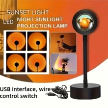1pc USB Powered Flexible Gooseneck Lamp, Sunset Projection Light, Warm Color Temperature, Multi-Color Mode, Suitable For Home Decor, Photography Backdrop And Creating Romantic Ambiance - Orange color light - View 4