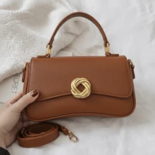 Elegant Structured Women's Handbag With Removable Strap. Made Of Premium Synthetic Leather. - 駝色 - 查看 7
