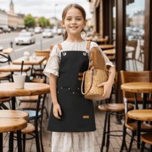 1pc Kids Multi-Pocket Apron, Canvas Apron, Waterproof And Oil-Proof, Suitable For Painting, Crafts, Household And Kitchen Use - Multicolor - View 2