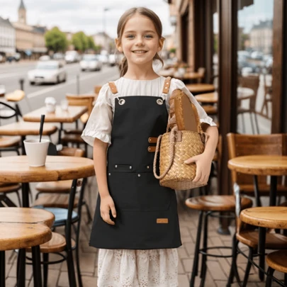 1pc Kids Multi-Pocket Apron, Canvas Apron, Waterproof And Oil-Proof, Suitable For Painting, Crafts, Household And Kitchen Use
