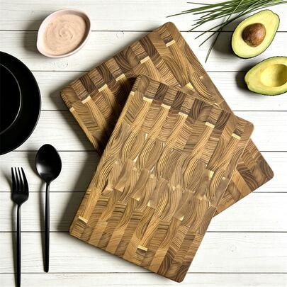 适用于刀具的大号砧板，端纹相思木砧板 - 优质厨房表面 - 节日送礼佳品，男女老少皆宜 - 半包