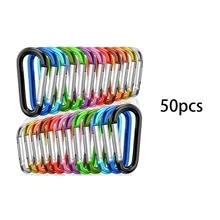 50pcs Aluminum Alloy D-Ring Carabiners, Spring Gate Clips, Small Outdoor Camping Keychain, Durable & Reliable - Multicolor - View 12