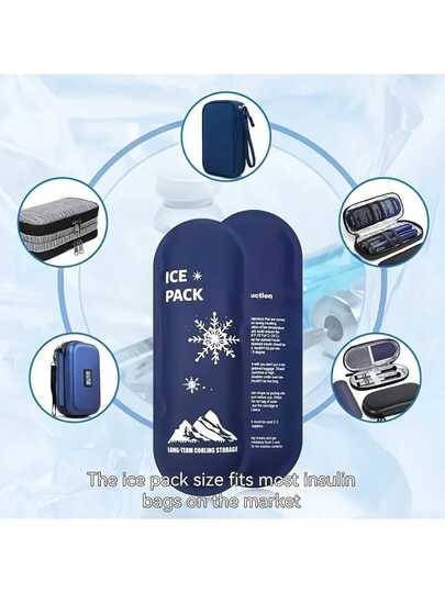 حزمة الجل الجليدية القابلة لإعادة الاستخدام، حقيبة تبريد الأنسولين، حزمة جليدية صغيرة مصممة خصيصًا، مناسبة لتخزين الأنسولين والعزل البارد للسكري، حزمة أنسولين جليدية محمولة للتخييم والسفر والتدريب البدني، ويمكن استخدامها أيضًا للضغط البارد