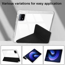 适用于小米 Pad 8 Pro 2025 (11.2 英寸)/Pad 8 2025/Pad 7 2024/Pad 7 Pro 2024/Pad 6 Pro 2023/Pad 6 2023/Pad Pro 2024/Pad SE 2023/SE 2024 (8.7 英寸)/Pad 2 Pro 2025/K Pad 2025 Y 型折叠平板电脑保护套，支持智能休眠/唤醒，带笔槽，提供 360° 全方位防摔保护 - 黑色 - 查看 6