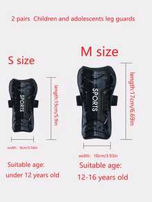 2 Pairs Children & Teenagers Professional Football/Cycling Leg Guards, Shin Pads, Football Socks, Leg Protector Inserts - Black - View 2