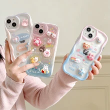 Newmine Novelty Case: 3D Wavy Cute Bunny Phone Case/Bracelet Protector With High-Value Cartoon Design And Drop-Proof Features. - Multicolor - View 2