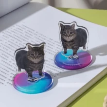 1pc Oiiaio Cat Meme 360° Rotating Stand, Funny Cat Desktop Stress Relief Toy - Multicolor - View 4