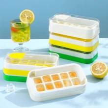 1 Piece Of Kitchen 10 Compartment Ice Making Box With Lid, No Need To Open Lid Ice Making Mold, Ice Mold Soft Rubber Self-Made Pressing Ice Compartment, Summer Ice Making Tool - Multicolor - View 1