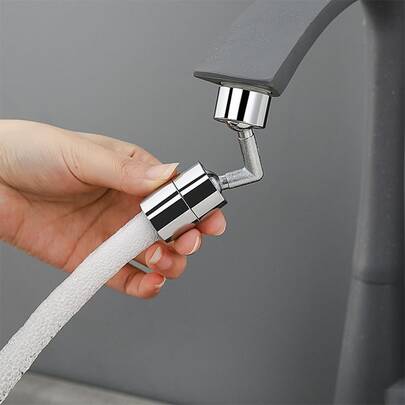 1pc 720 Degree Rotating Faucet Sprayer Nozzle, Anti-Splash Design, Universal Connector, Water-Saving Faucet Adapter, Suitable For Kitchen And Bathroom Sinks, Plastic Material, Meets European And US Standards, No Battery Or Power Required