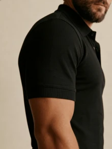 Men's Golf Polo Shirt, Fashion Business Casual Printed Short Sleeve Collared Button Design - Black - View 4